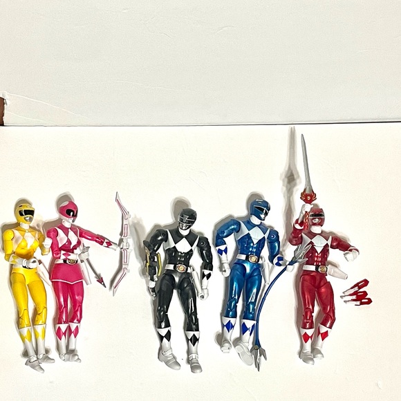 MMPR POWER RANGERS LEGACY COMPLETE METALLIC SET COLLECTION W/ WEAPONS - Picture 2 of 8